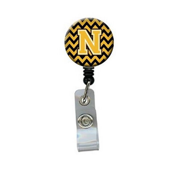 Teachers Aid Letter N Chevron Black & Gold Retractable Badge Reel5 x 1 x 2 in. TE633257